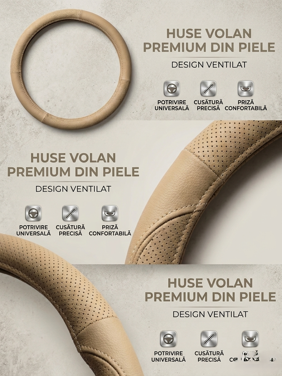 Husă Volan Piele Ecologică Perforată Elegance
