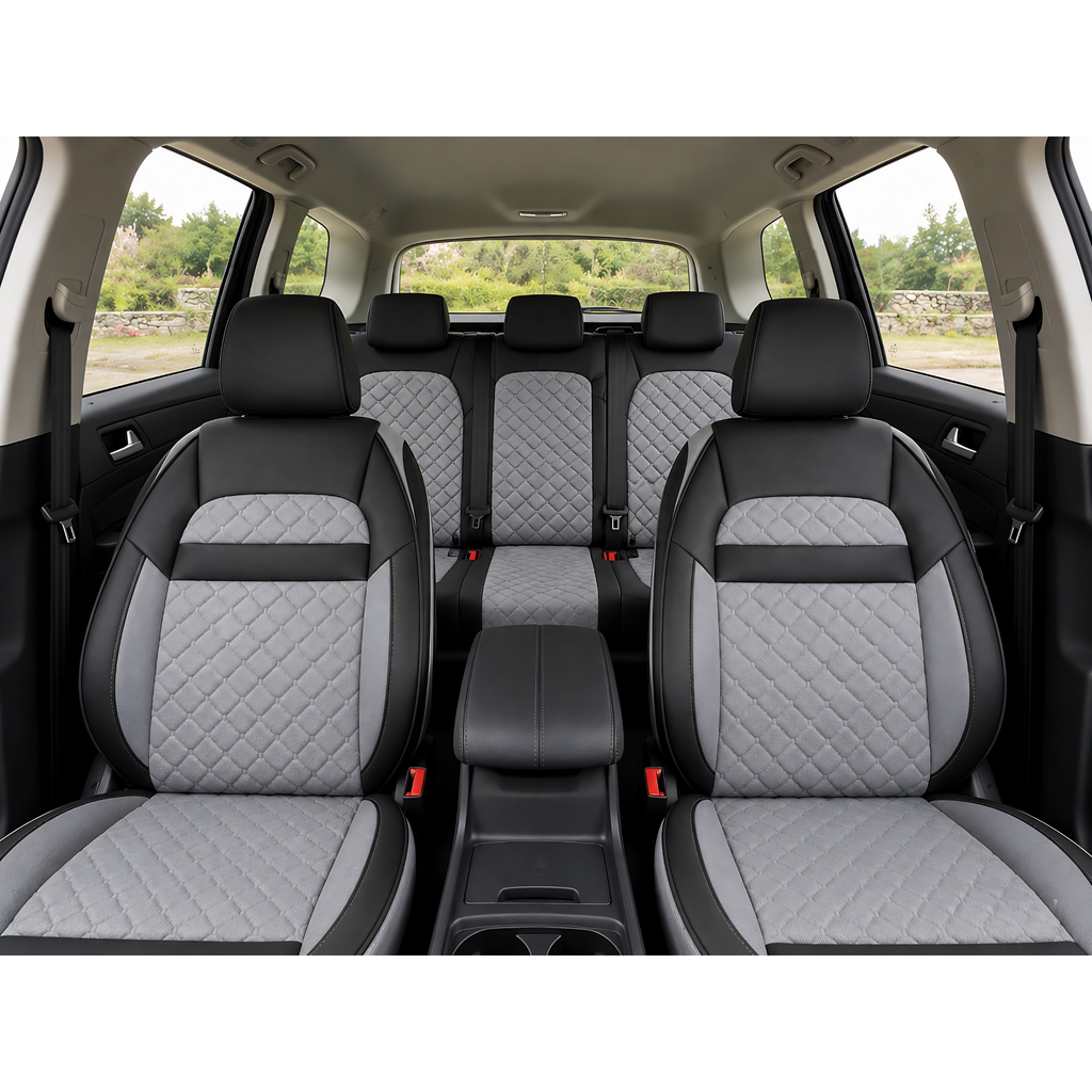 HUSE AUTO VOLKSWAGEN TOURAN 5 LOCURI – TIP ALCANTARA + PIELE ECOLOGICĂ