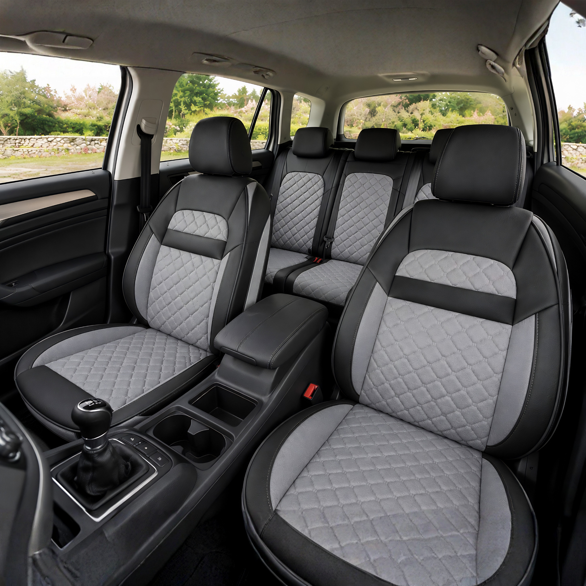 HUSE AUTO VOLKSWAGEN TOURAN 5 LOCURI – TIP ALCANTARA + PIELE ECOLOGICĂ