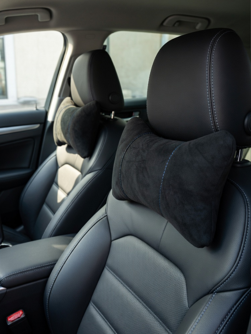 Set 2 Perne Tetieră Auto Alcantara Premium | Suport Cervical